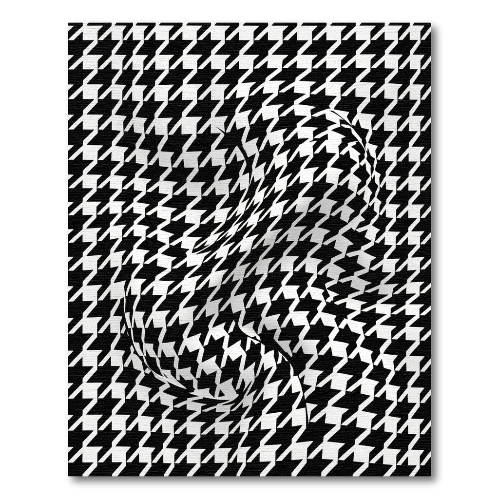Monochrome Optical Illusion Houndstooth Swirl Rug