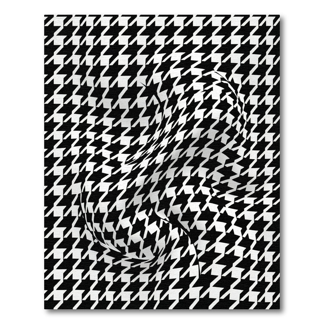 Monochrome Optical Illusion Houndstooth Swirl Rug