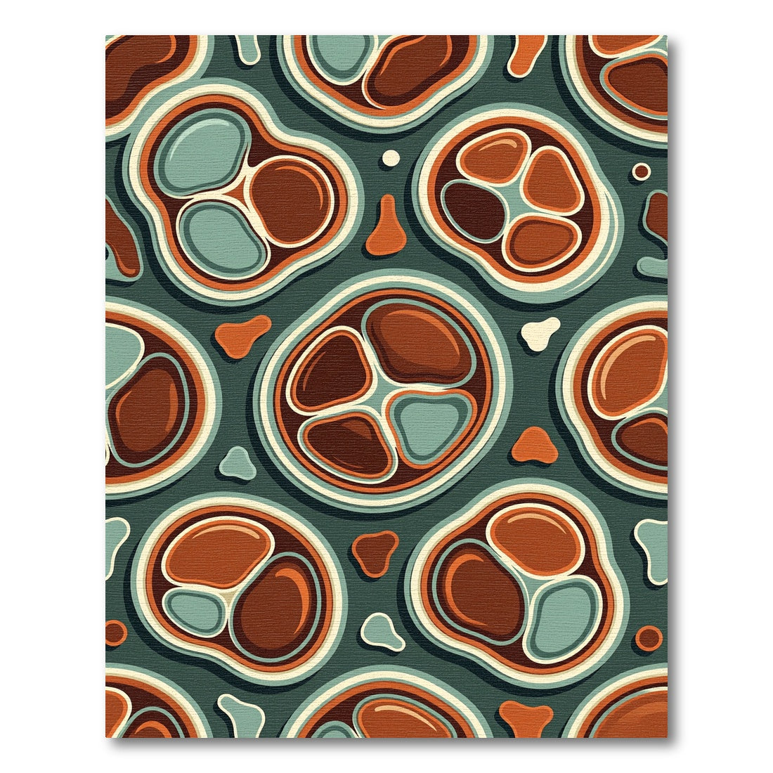 Mid-Century Abstract Organic Cell Earthy Rug