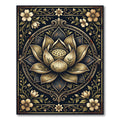 Golden Lotus Medallion Dark Botanical Rug