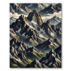 Dramatic Jagged Mountain Range Panorama Rug