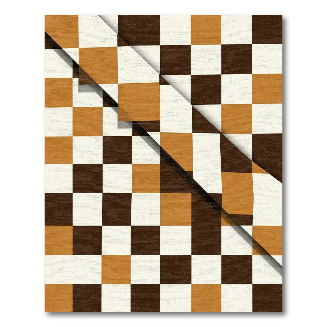 Geometric Earth Tone Checkered Abstract Rug