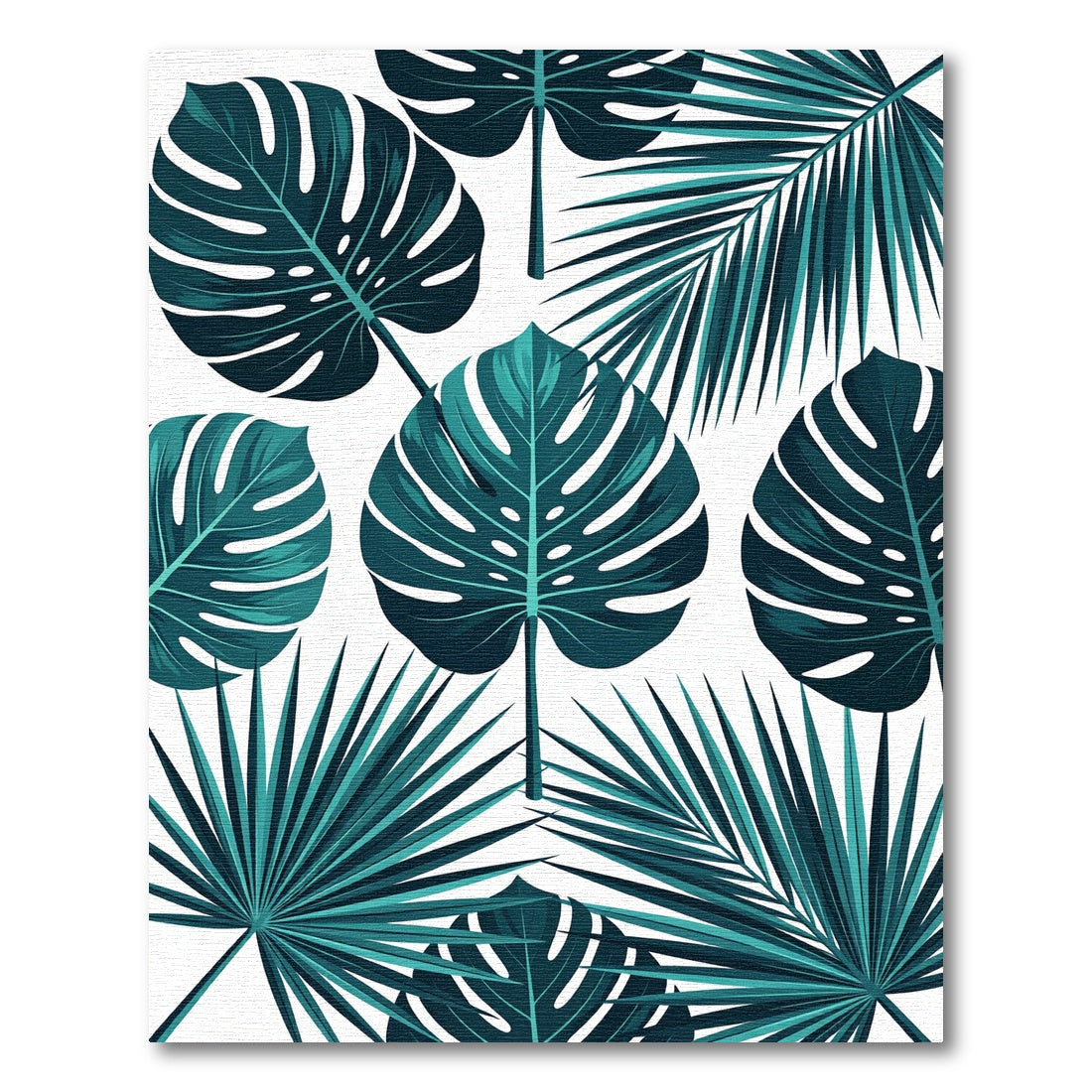 Teal Tropical Foliage Botanical Sweep Rug