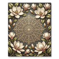 Elegant Floral Magnolia Gold Mandala Rug