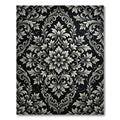 Elegant Black and Ivory Damask Rug