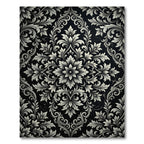 Elegant Black and Ivory Damask Rug
