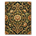 Ornate Golden Floral Baroque Scrollwork Rug