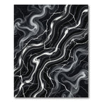 Dramatic Black White Swirl Vein Rug