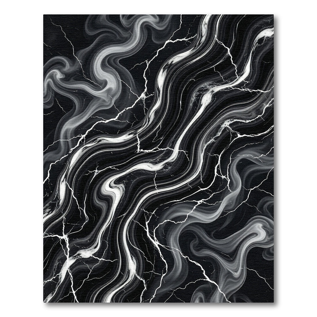 Dramatic Black White Swirl Vein Rug