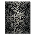 Silver Metallic Interlocked Geometric Mandala Rug
