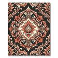 Elegant Terracotta Damask Floral Scroll Rug