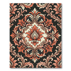 Elegant Terracotta Damask Floral Scroll Rug