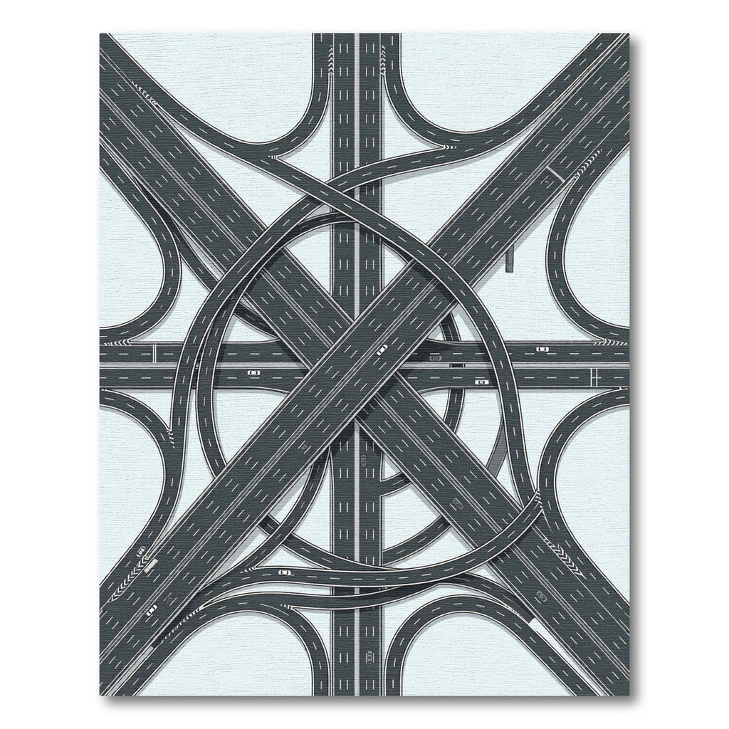 Abstract Gray Architectural Highway Intersection Rug