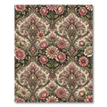 Vintage Rose Floral Damask Scroll Rug