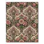 Vintage Rose Floral Damask Scroll Rug