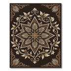 Ornate Golden Star Floral Medallion Rug