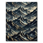 Jagged Peaks Dark Forest Landscape Rug