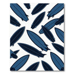 Coastal Navy Surfboard Graphic Rug