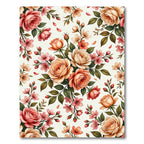 Elegant Peach Rose Floral Garden Rug