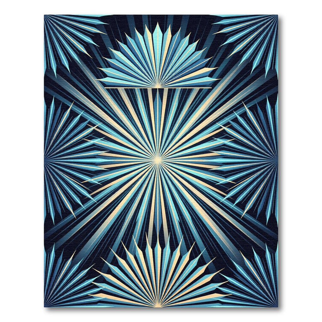 Art Deco Blue Radiant Sunburst Rug