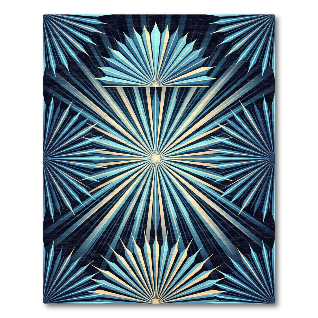 Art Deco Blue Radiant Sunburst Rug