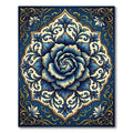Ornate Blue Floral Medallion Blossom Rug