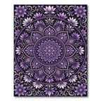 Elegant Purple Lotus Floral Mandala Rug