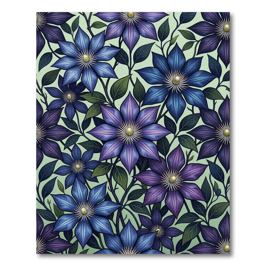 Botanical Clematis Bloom Indigo Violet Rug