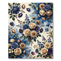 Romantic Blue Beige Floral Collage Rug