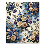 Romantic Blue Beige Floral Collage Rug