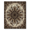 Elegant Bronze Botanical Symmetry Medallion Rug