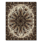 Elegant Bronze Botanical Symmetry Medallion Rug