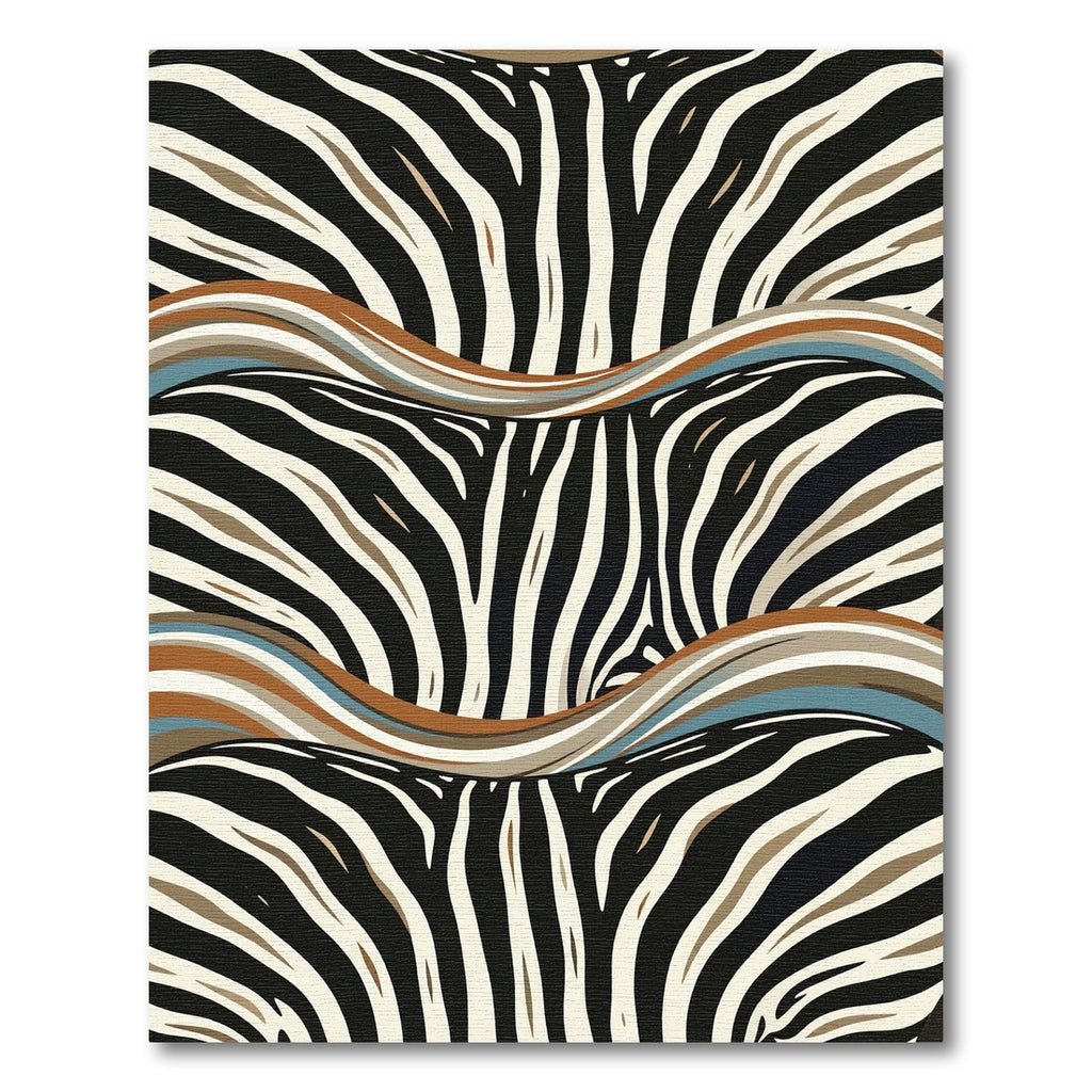Earthy Zebra Stripe Abstract Wave Rug