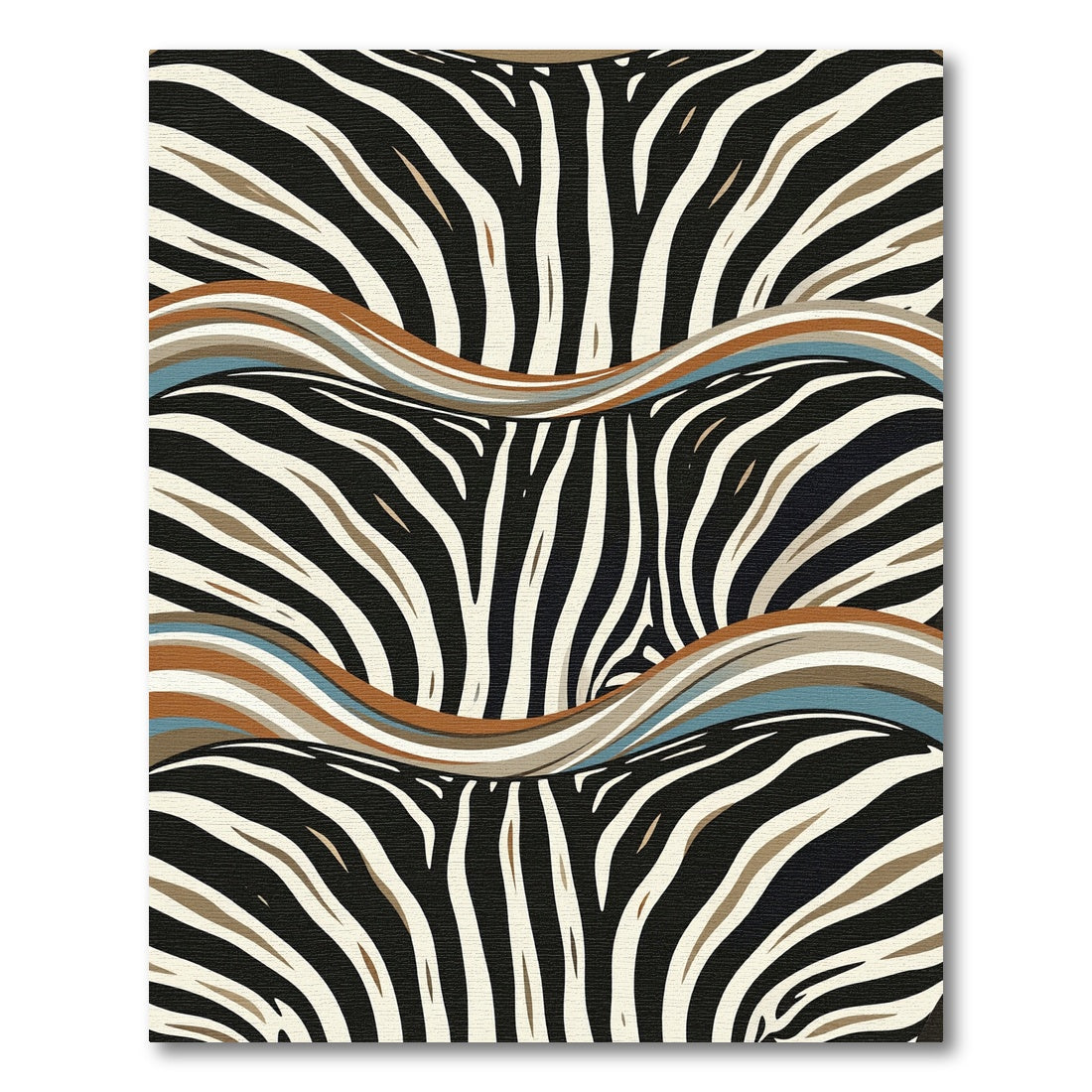 Earthy Zebra Stripe Abstract Wave Rug