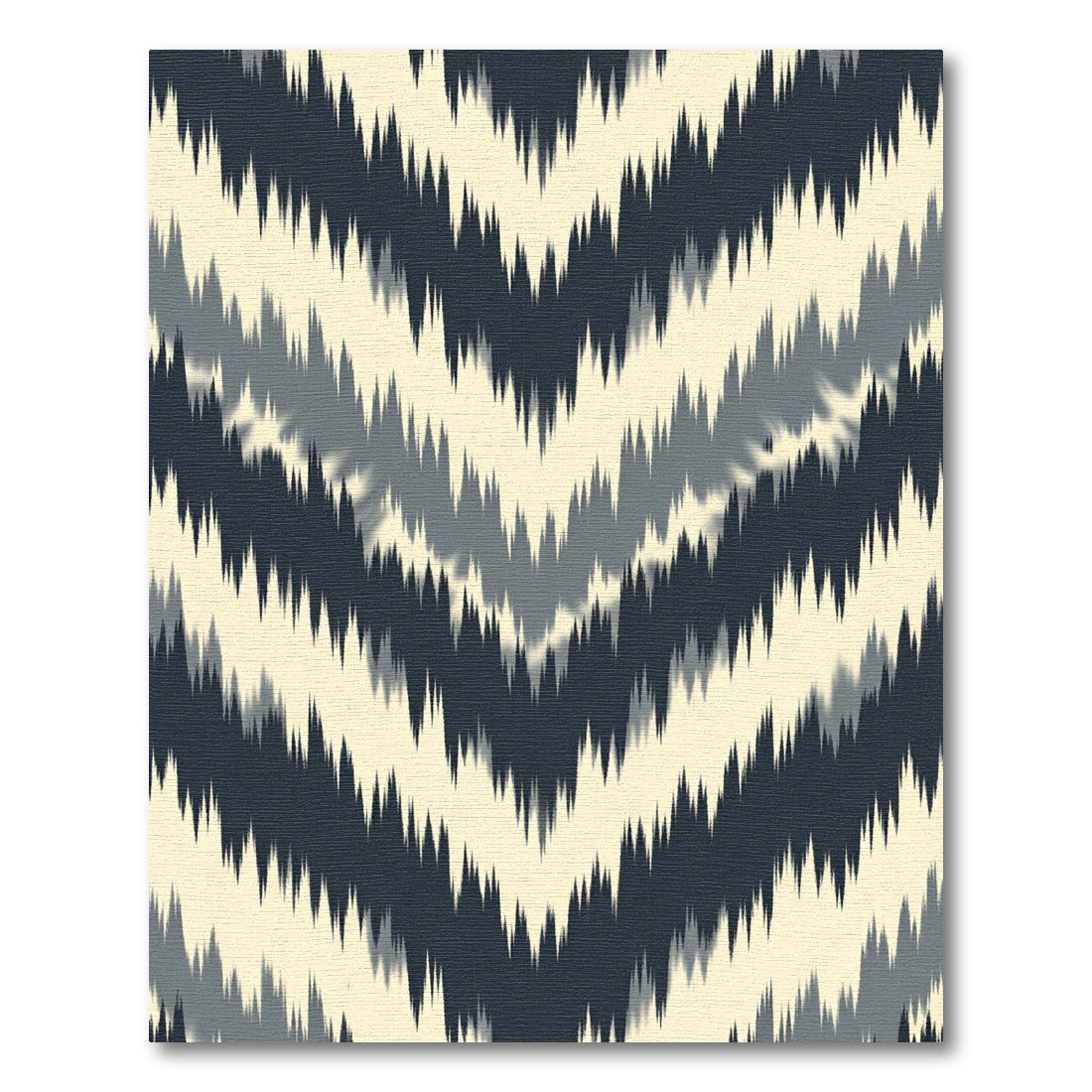 Charcoal and Cream Chevron Ikat Rug
