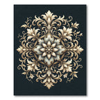 Ornate Cream Floral Filigree Medallion Rug
