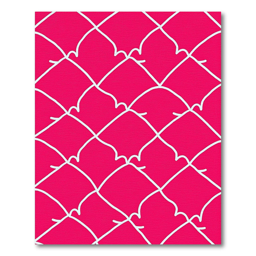 Bright Pink White Interlocking Arches Rug