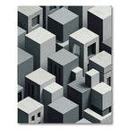 Monochrome Geometric Urban Landscape Rug