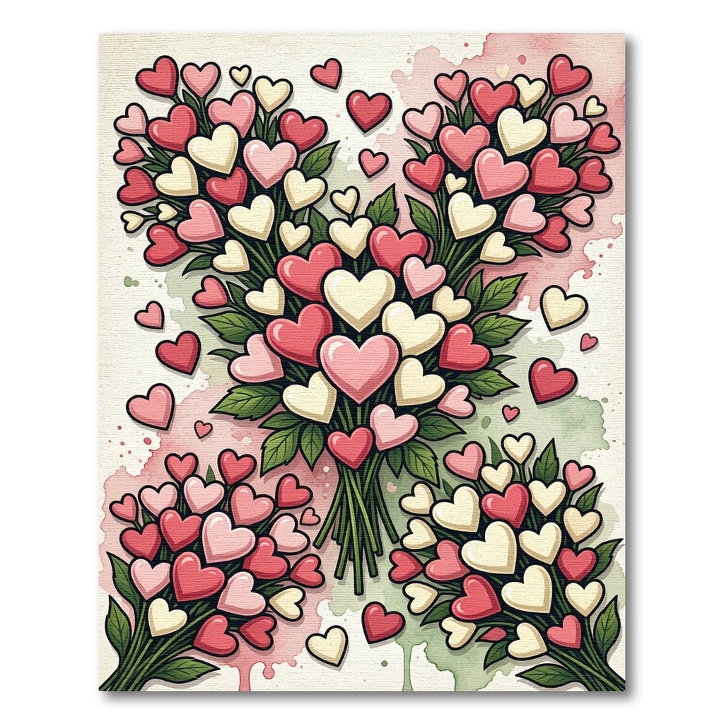 Romantic Pink and White Heart Bouquet Rug