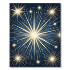 Radiant Golden Starburst Midnight Blue Rug