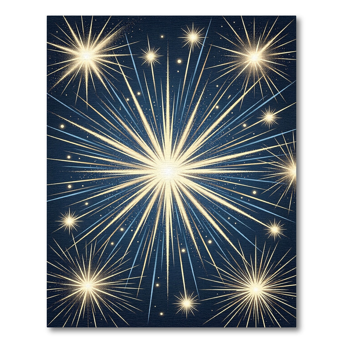 Radiant Golden Starburst Midnight Blue Rug
