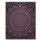 Dark Rose Floral Mandala Circular Medallion Rug