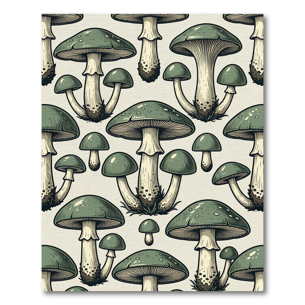 Sage Green Mushroom Forest Botany Rug