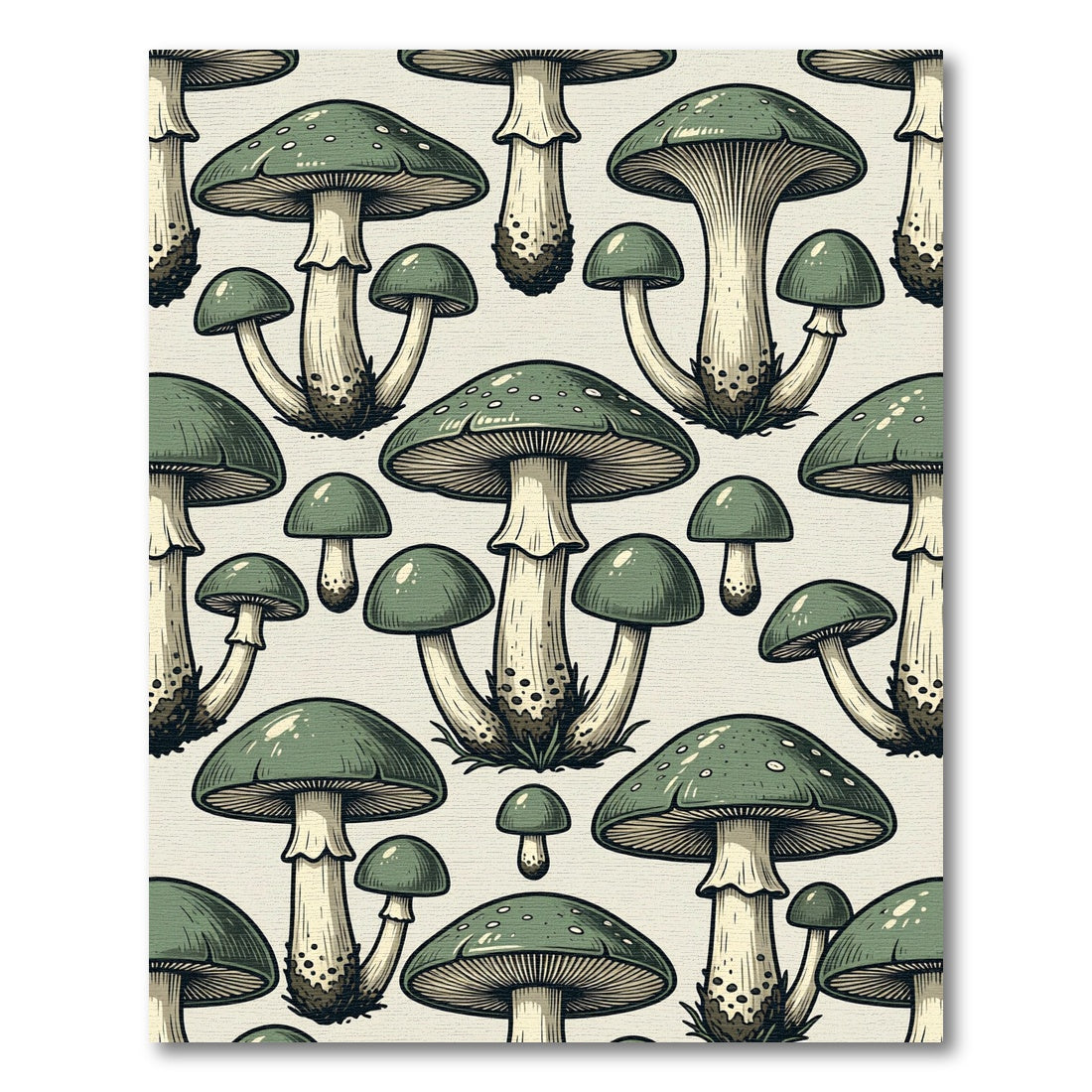 Sage Green Mushroom Forest Botany Rug
