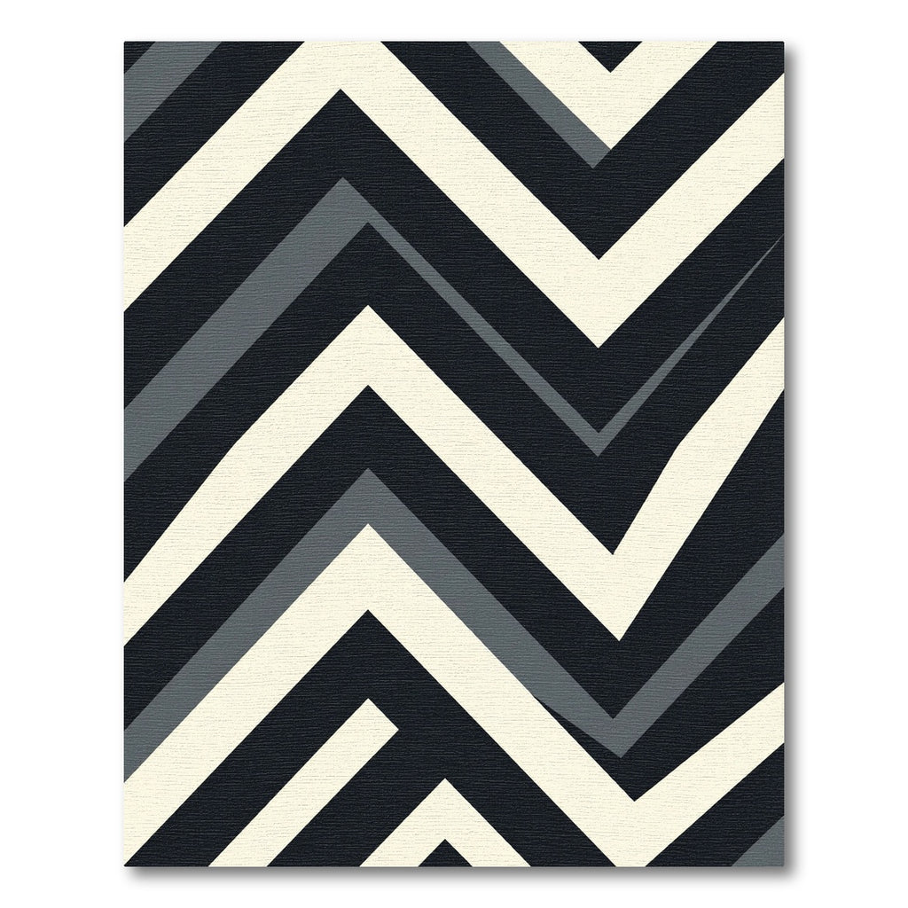 Modern Monochrome Chevron Zigzag Geometric Rug