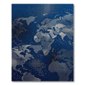 Dotted World Map Navy Blue Tapestry Rug