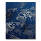 Dotted World Map Navy Blue Tapestry Rug