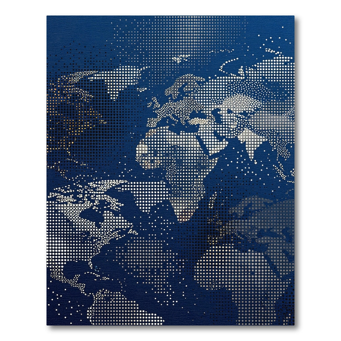 Dotted World Map Navy Blue Tapestry Rug