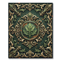 Ornate Emerald Leaf Filigree Medallion Rug