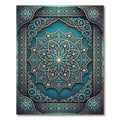 Aquamarine Golden Floral Mandala Medallion Rug